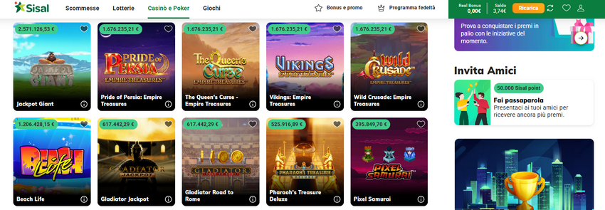 Benvenuti sul portale di videogiochi online Sisal.it