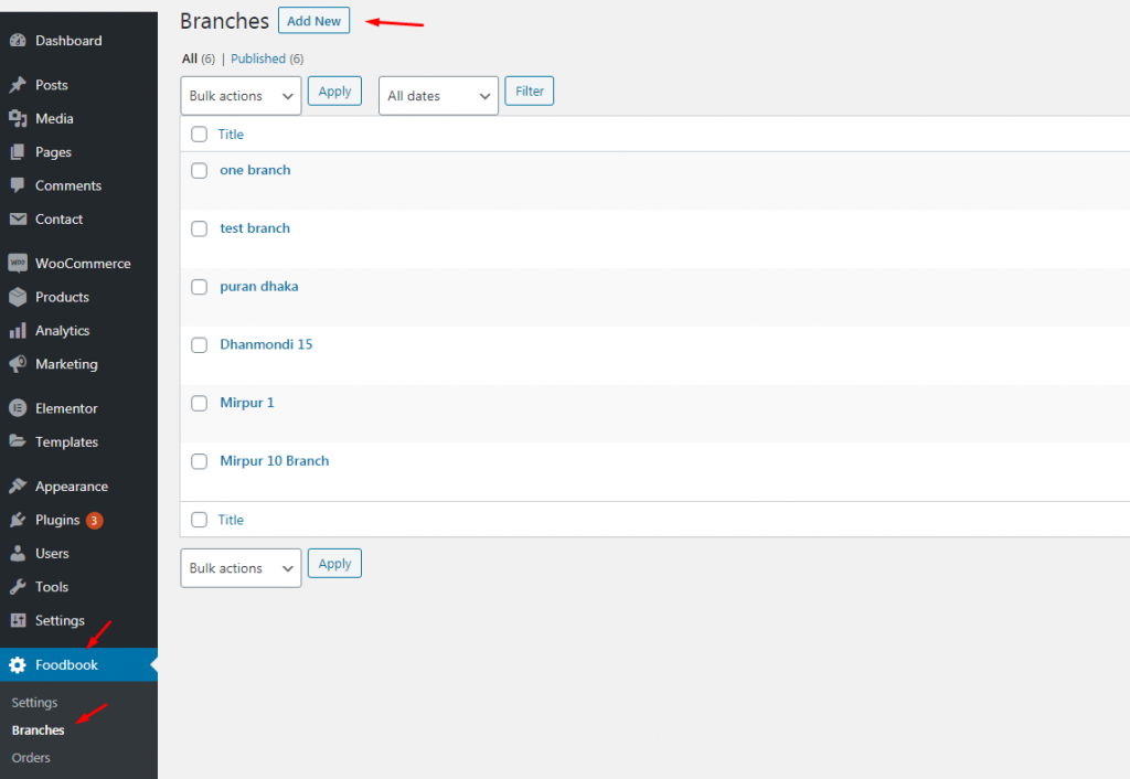 From where to set branch to deliver/pickup date and time